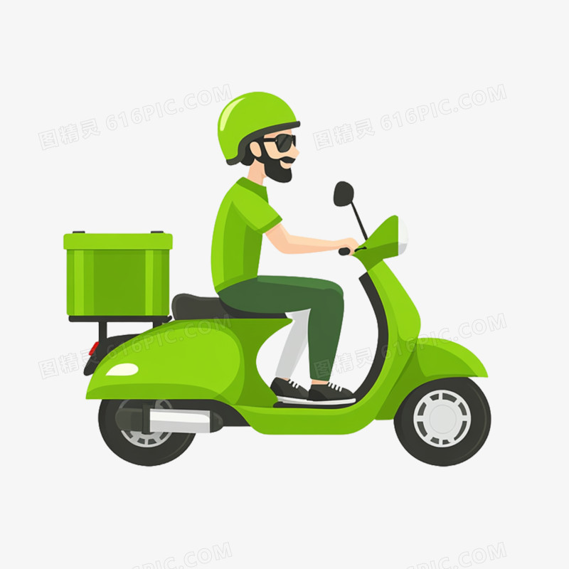 插画外卖员外卖骑手免抠元素