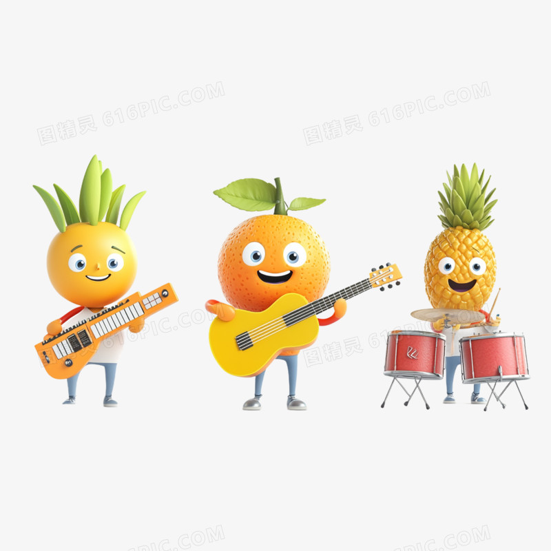 插画乐队水果乐队免抠元素