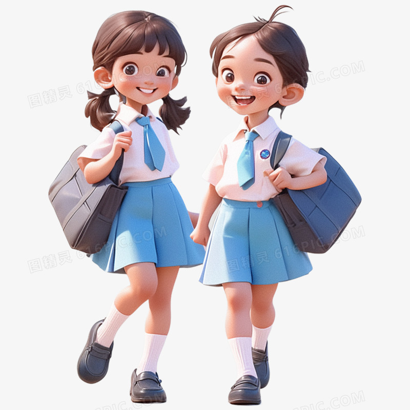 3D立体开学季学生接班上学
