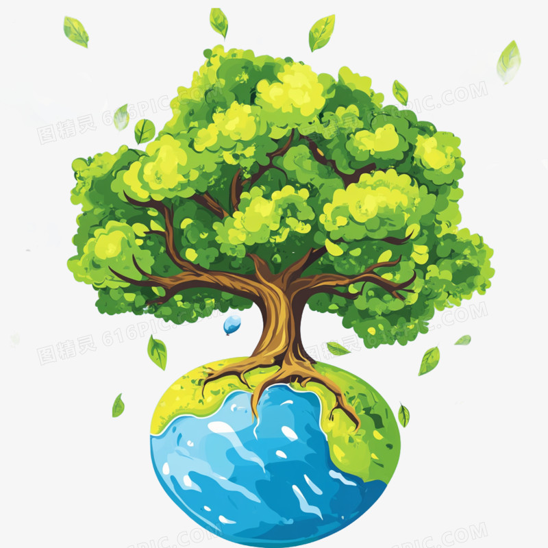 地球环保与植物结合免抠元素