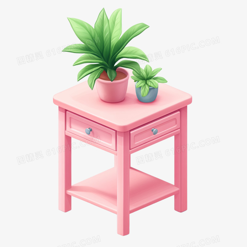 3D粉色床头柜的免抠元素