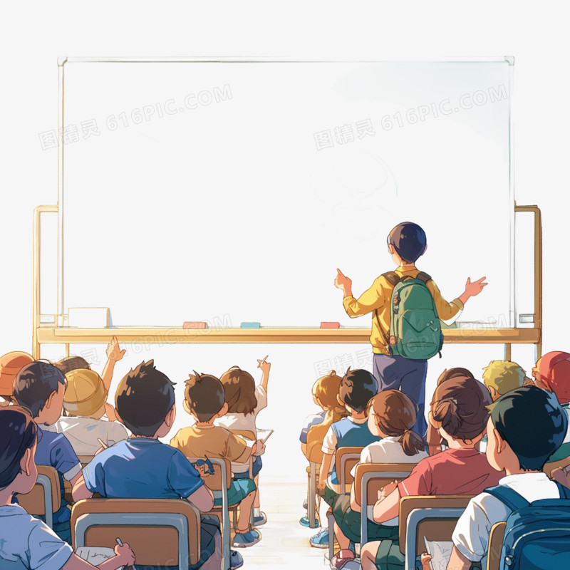 老师在教同学们画画的免抠元素