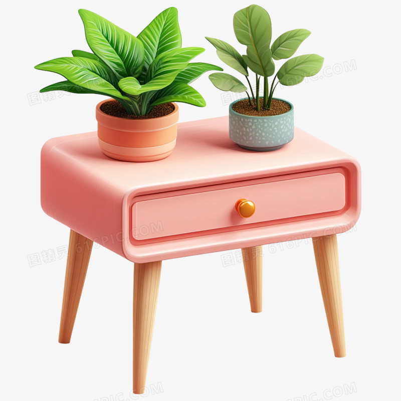 3D粉色床头柜的免抠元素