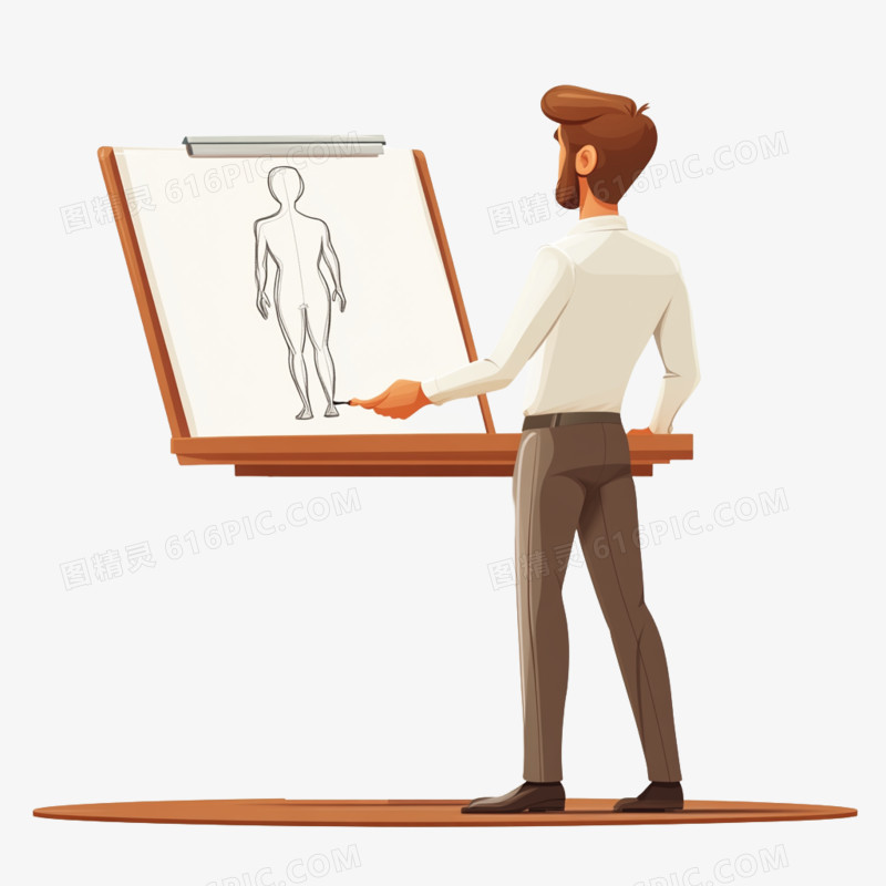 老师在教同学们画画的免抠元素