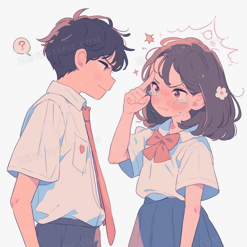 男孩和女孩吵架的免抠元素