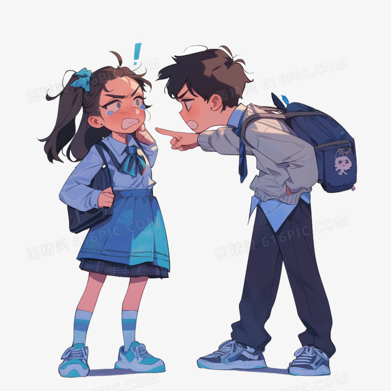 男孩和女孩吵架的免抠元素