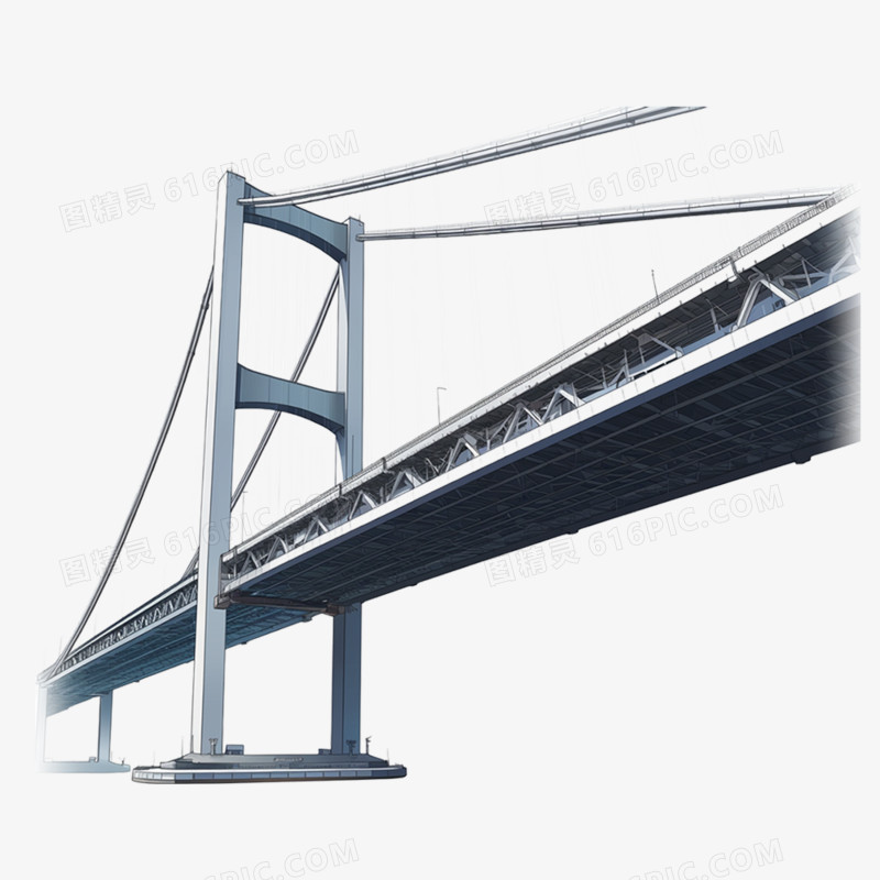 手绘插画现代桥元素