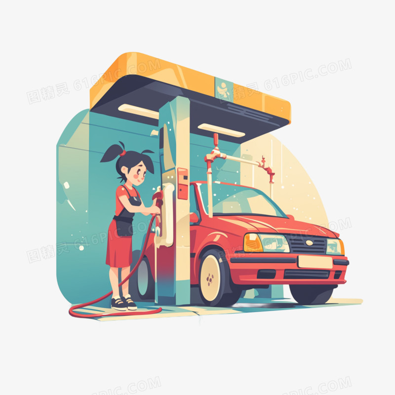 卡通手绘便捷洗车AI元素