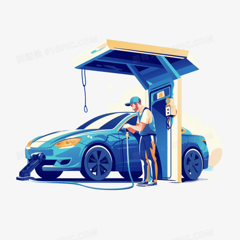 卡通手绘便捷洗车AI元素