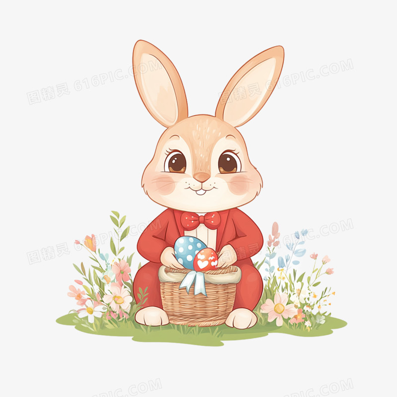 插画复活节复活兔彩蛋免抠元素