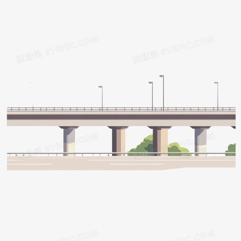 平面插画高架桥免抠元素