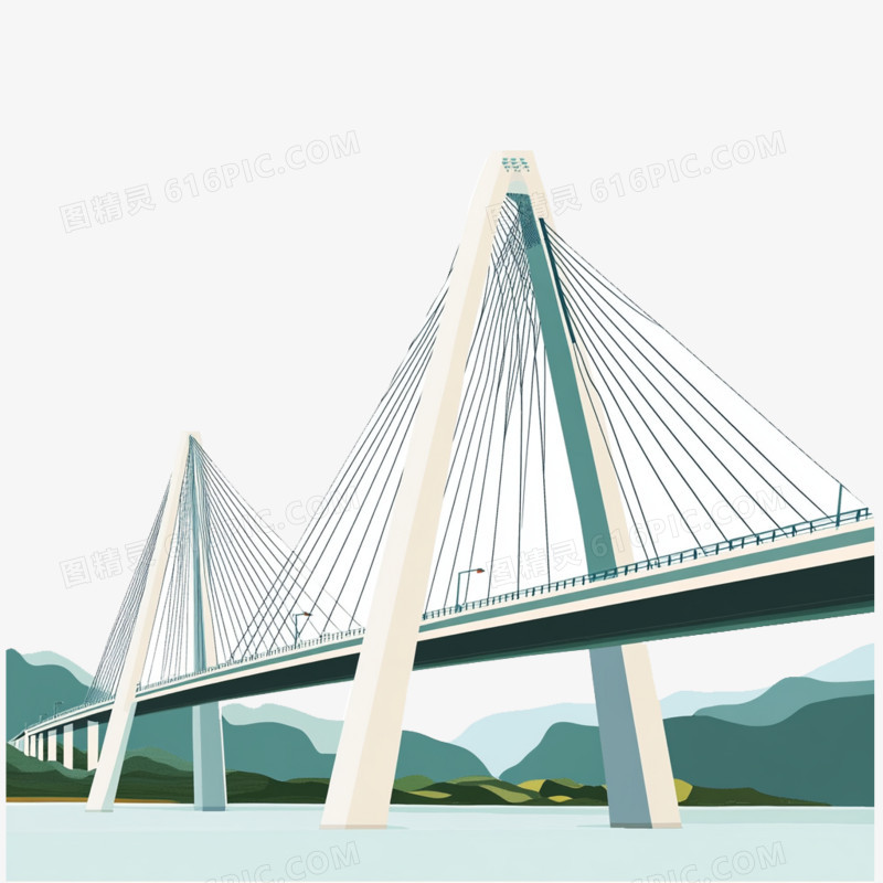 平面插画现代高速公路桥免抠元素