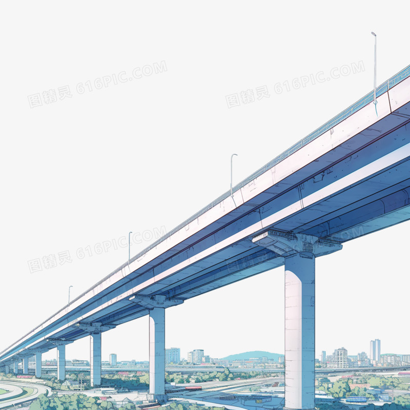 卡通铁路高架桥免抠元素