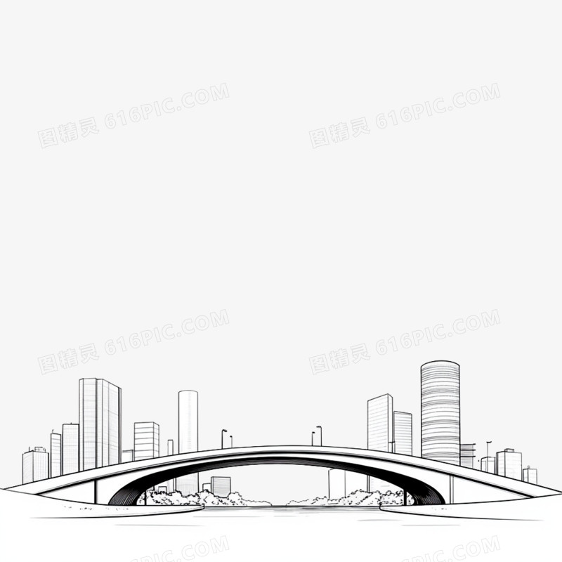 插画桥梁桥高架桥免抠元素