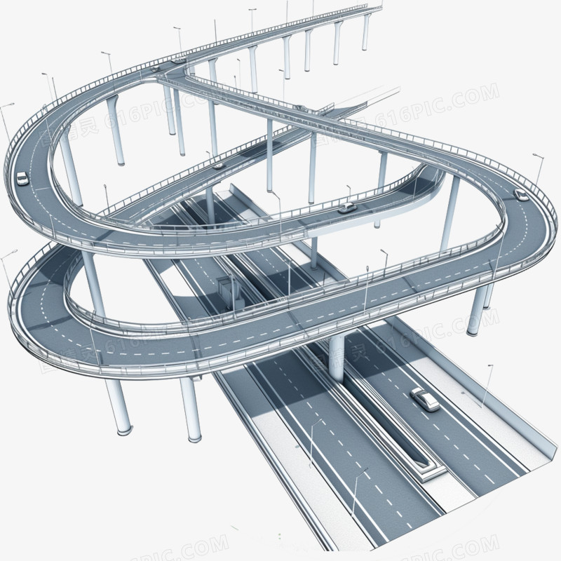 3D现代立交桥免抠元素