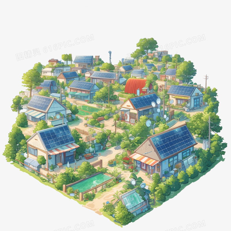 卡通乡间房屋免抠元素
