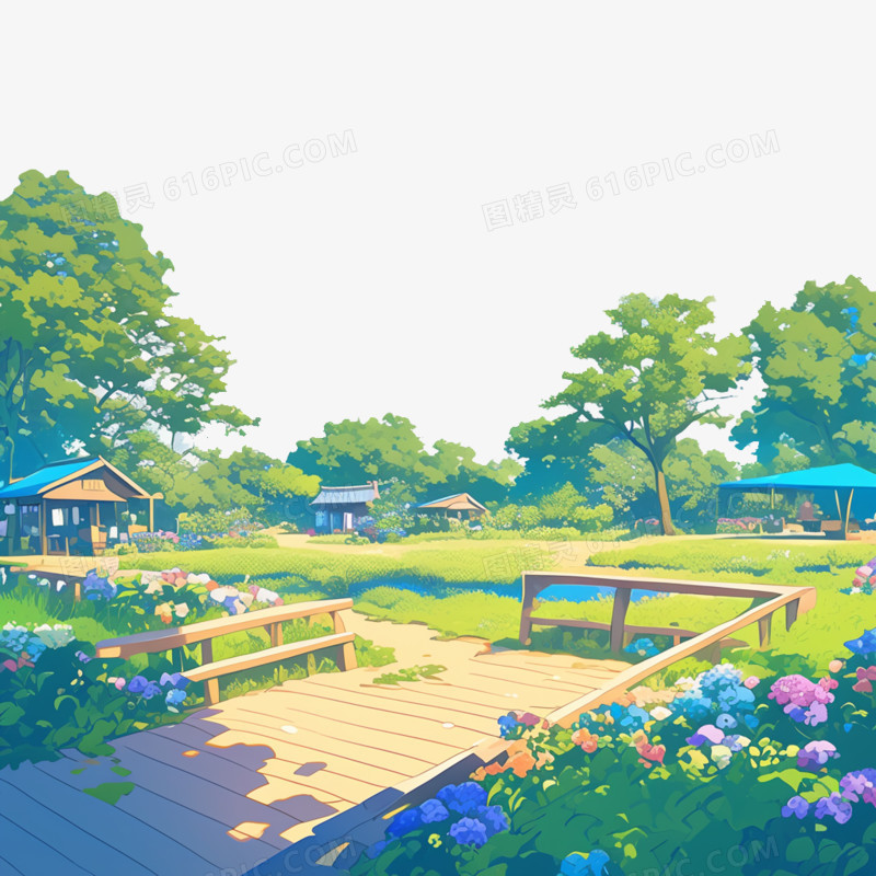 卡通乡间花园免抠元素