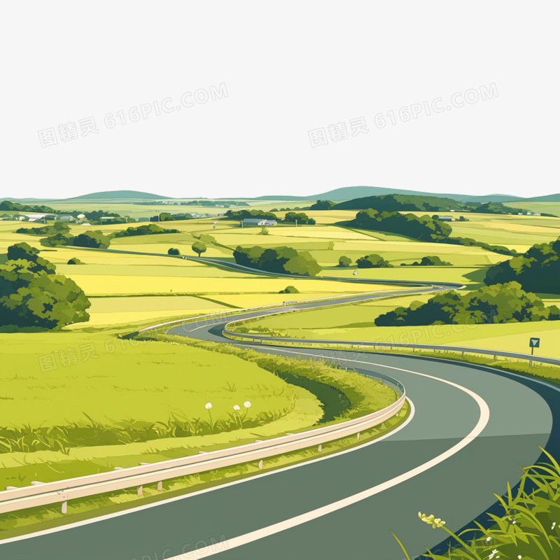 卡通乡间道路免抠元素