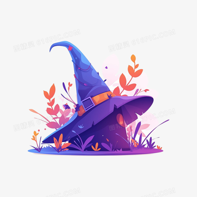 卡通手绘魔法师的帽子元素