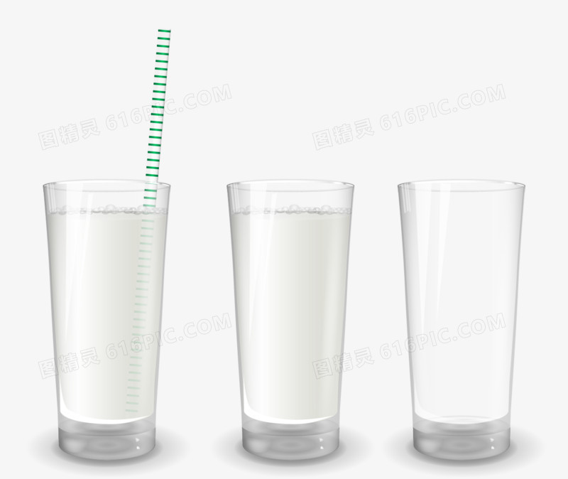 矢量写实杯装牛奶
