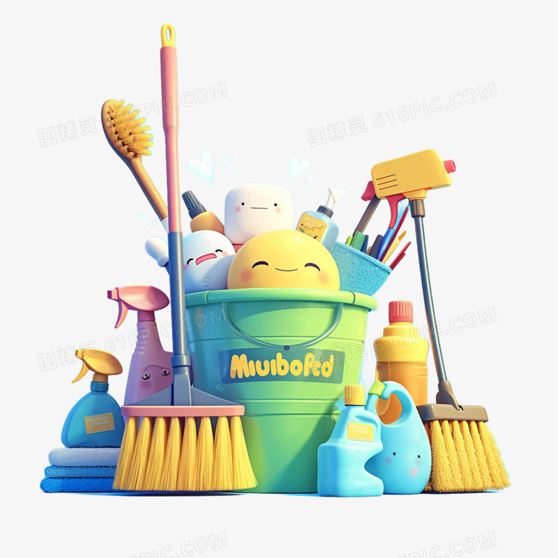 3D清洁工具的免抠元素