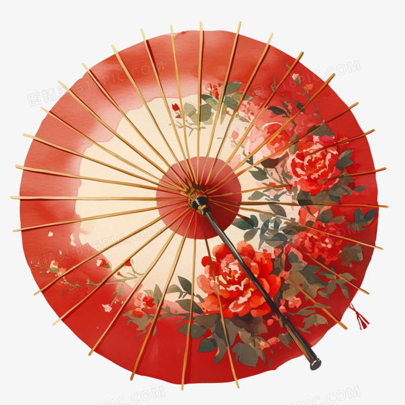 红色油纸伞的免抠元素