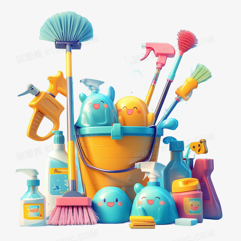 3D清洁工具的免抠元素