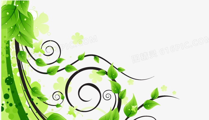 矢量绿叶花纹装饰图