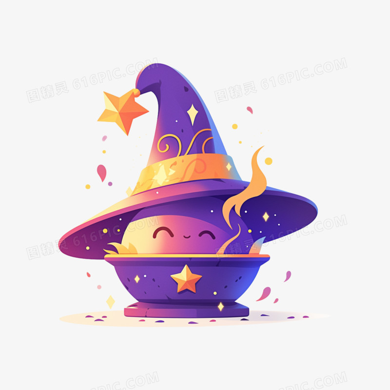 卡通手绘魔法师的帽子元素