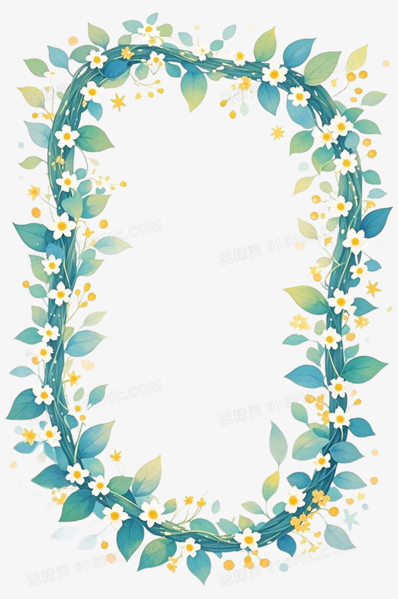 花枝植物边框春天免抠元素