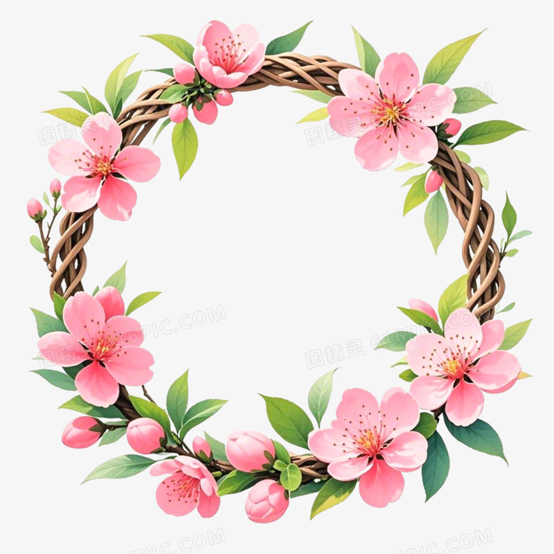 桃花边框春天免抠元素