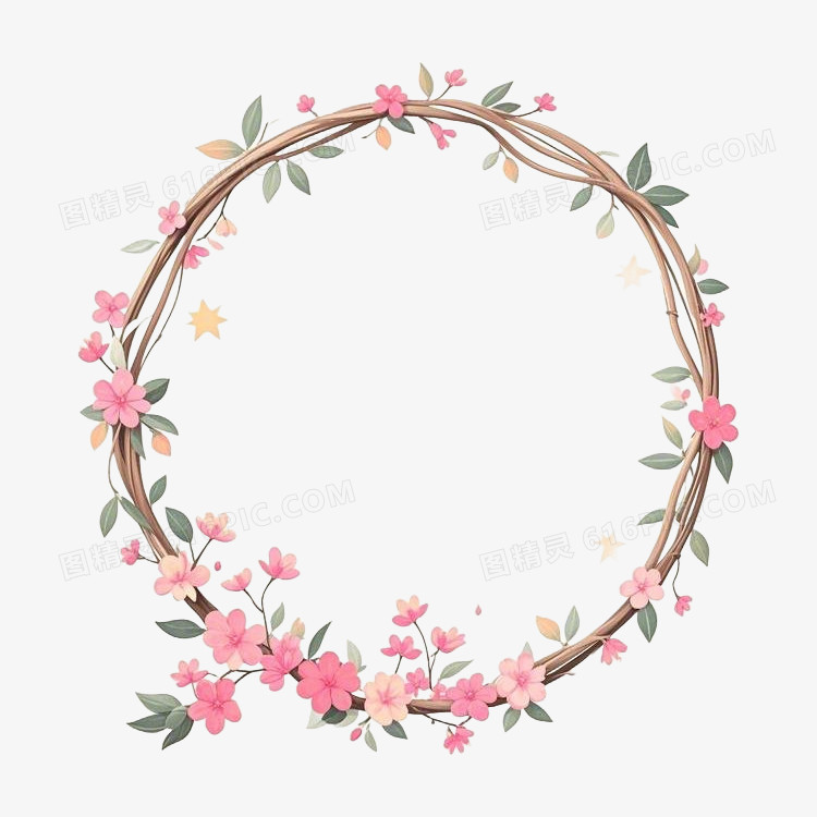 桃花边框春天免抠元素