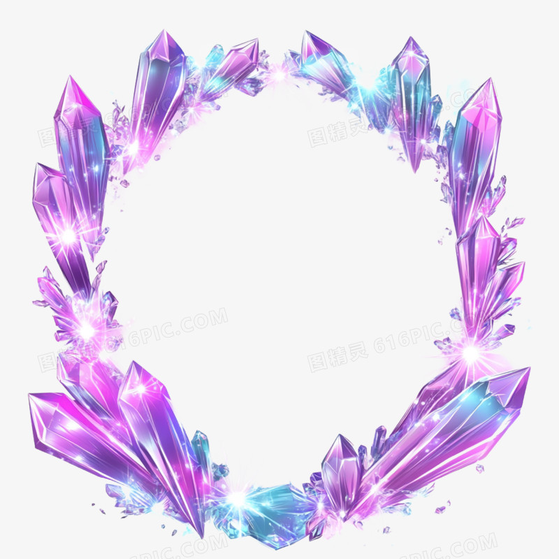 梦幻水晶装饰边框免抠元素