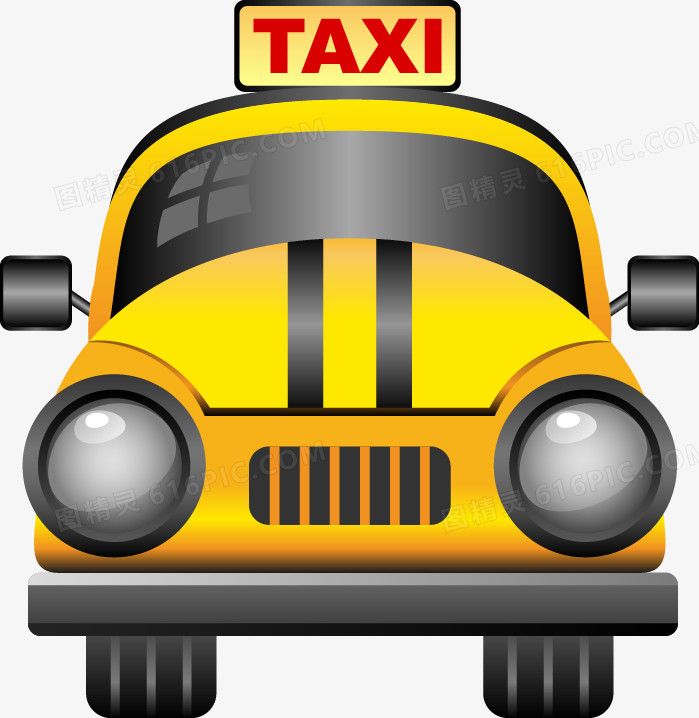 卡通黄色出租车图案