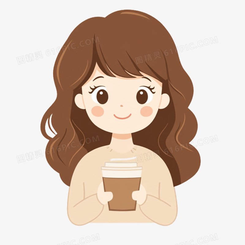 插画风格咖啡喝咖啡免抠元素