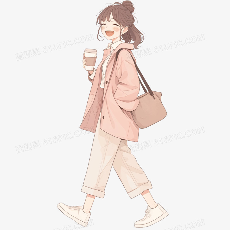插画风格咖啡喝咖啡免抠元素