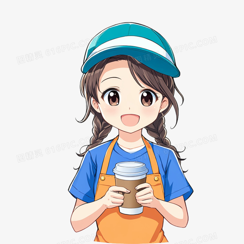 插画风格咖啡喝咖啡免抠元素