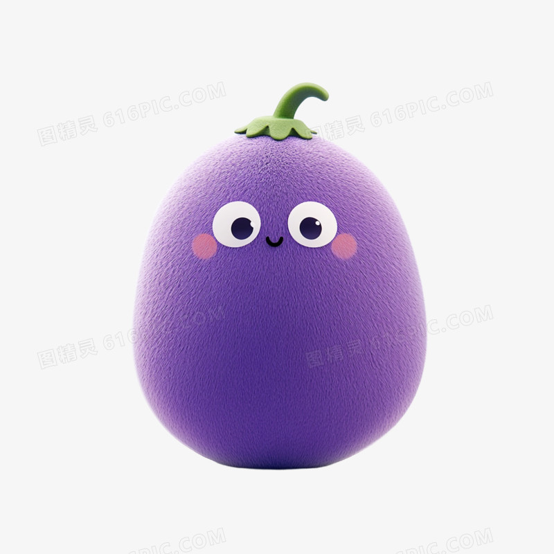 毛绒风格毛绒玩具蔬菜茄子免抠元素
