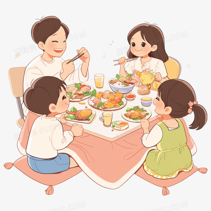 家人吃饭进餐免抠元素