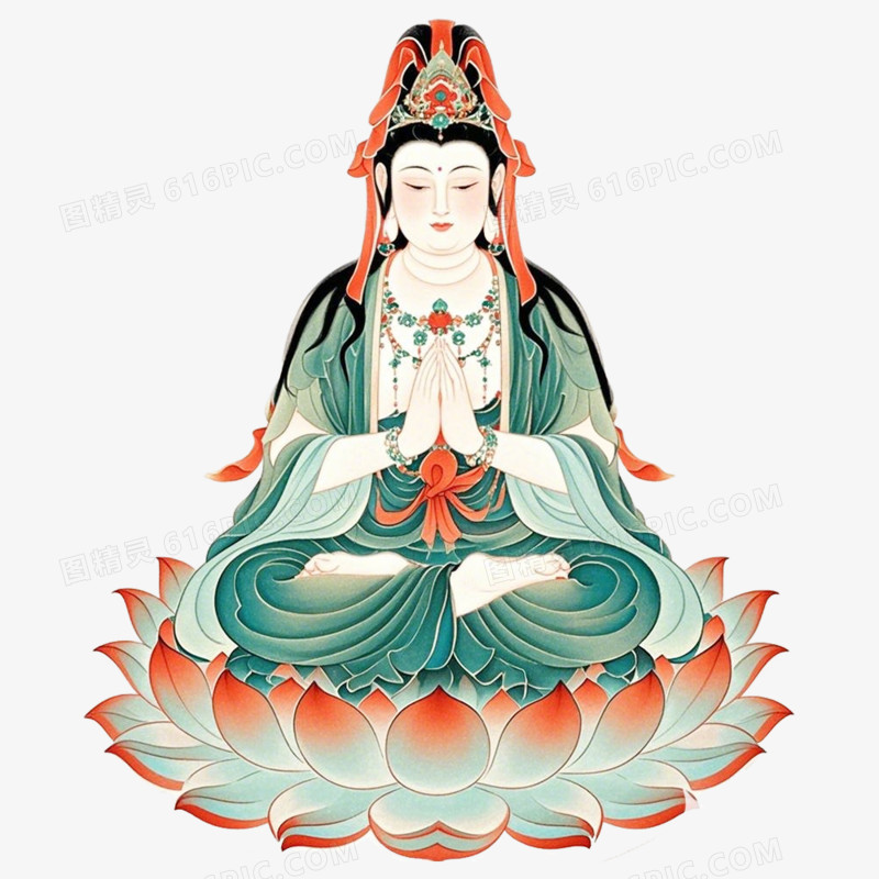 手绘插画菩萨免抠元素