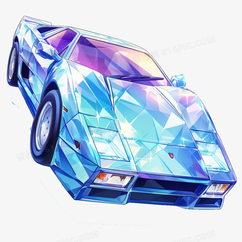 3D水晶图标小车免抠元素