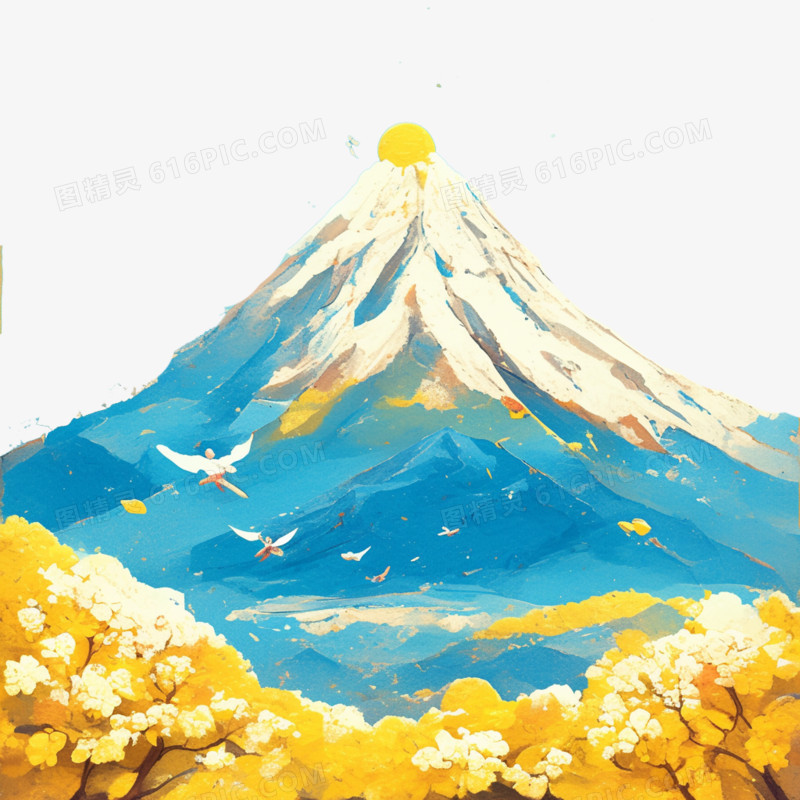 油画风风景免抠元素