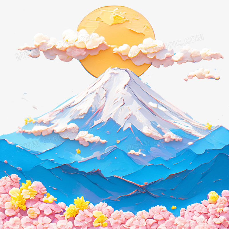 油画风风景免抠元素