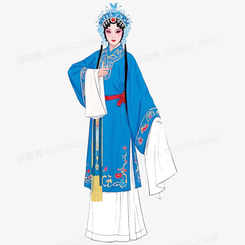 手绘插画京剧人物免抠元素