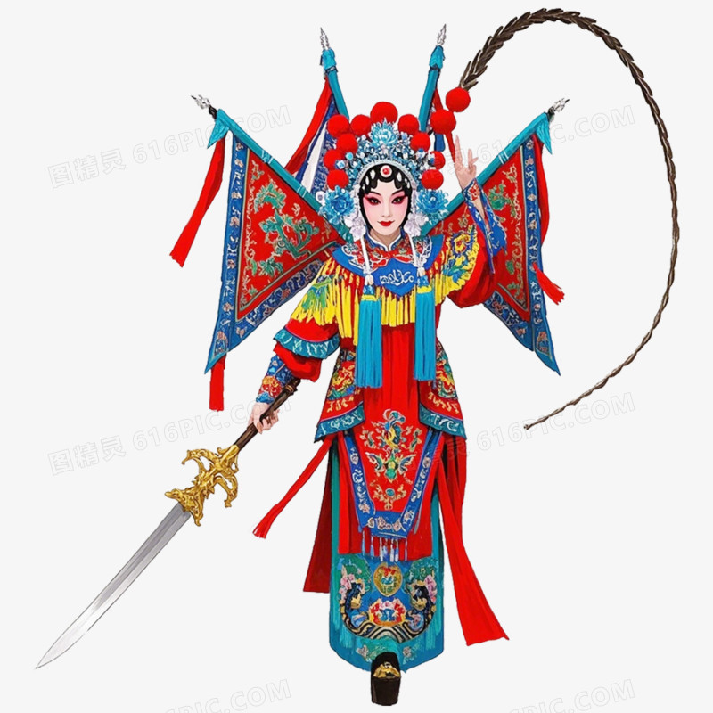 手绘插画京剧人物免抠元素