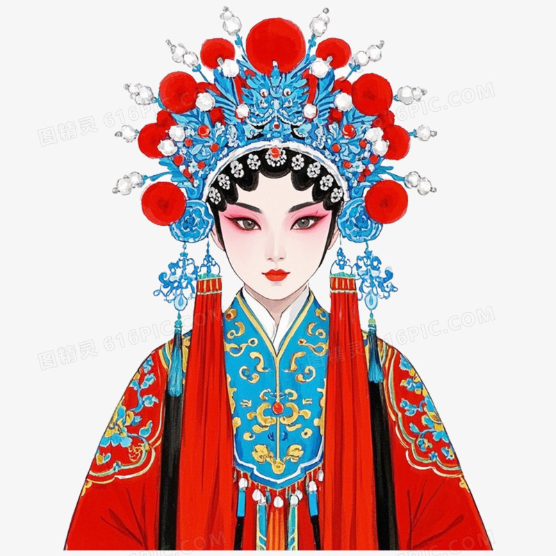 手绘插画京剧人物免抠元素