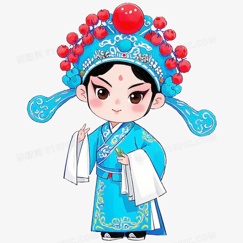 手绘插画京剧人物免抠元素