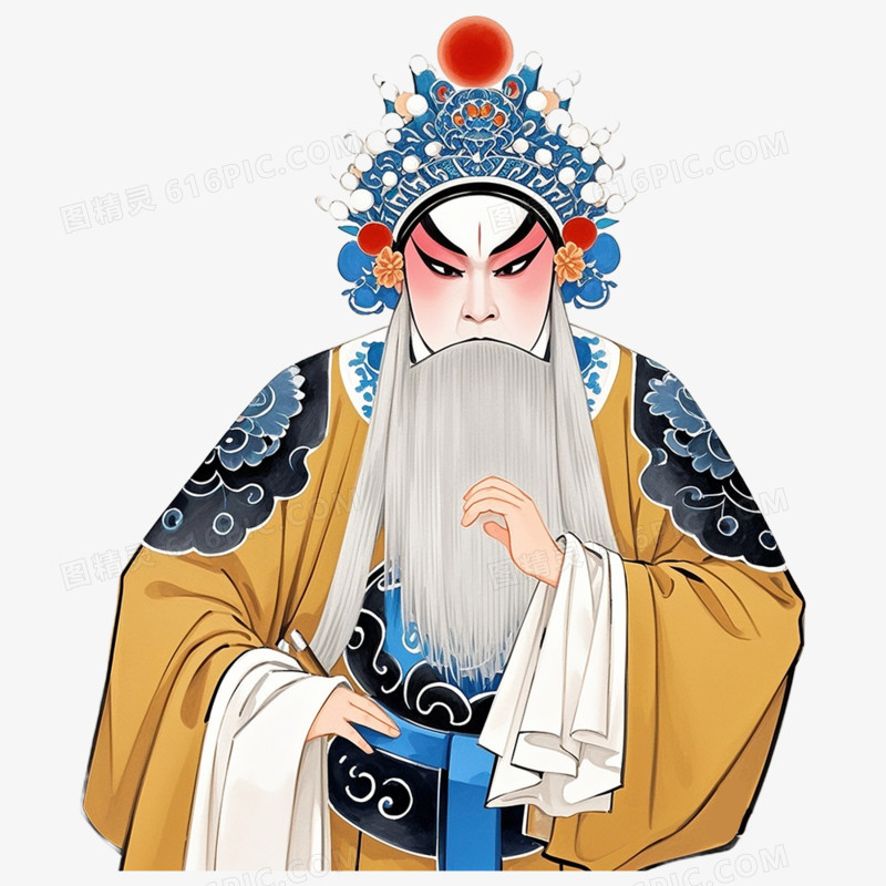 手绘插画京剧人物免抠元素