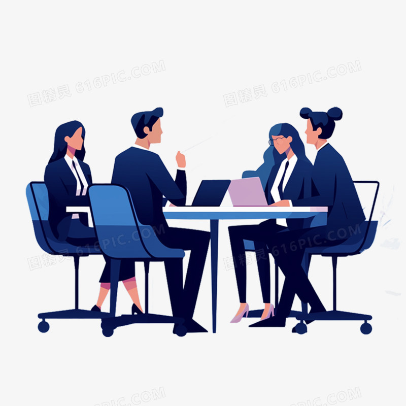 手绘插画开会办公免抠元素