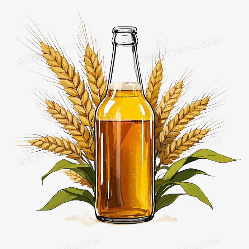手绘风格小麦精酿啤酒免抠元素
